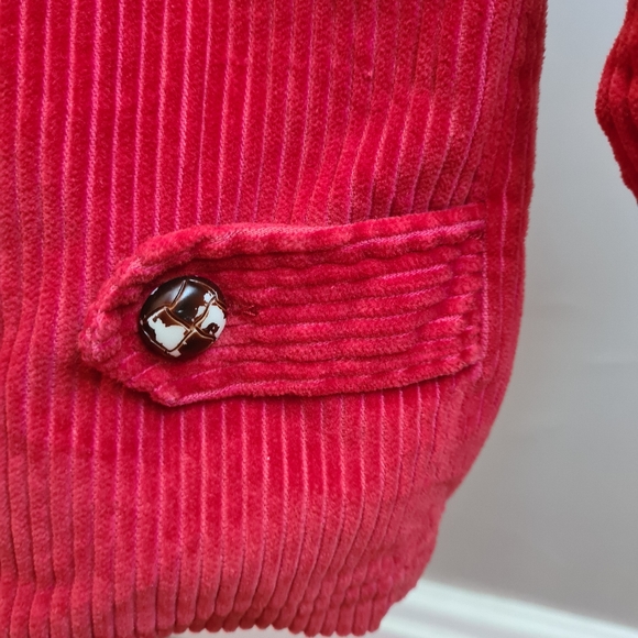 Red corduroy jacket with plaid lining - Picture 11 of 15
